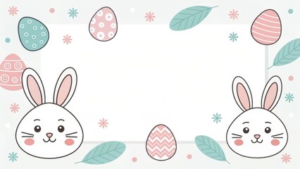 Easter-themed illustration featuring adorable bunnies and colorful eggs, perfect for spring and holiday projects. 