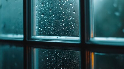 Raindrops Falling on Glass Window in Chaotic Atmosphere
