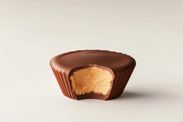 Delicious chocolate cup with creamy filling, inviting indulgence