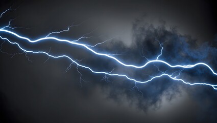 Intense Lightning Bolt Strikes Across Dark Stormy Clouds During a Nighttime Thunderstorm