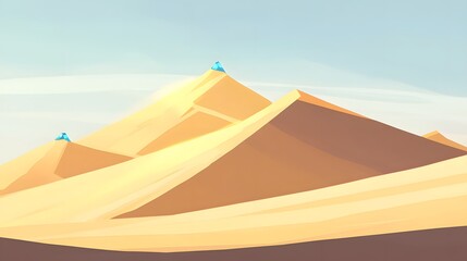 Scenic Desert Landscape Featuring Geometric Mountains Under Clear Blue Sky