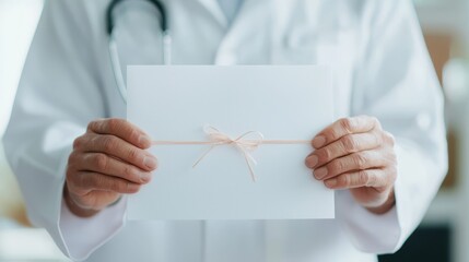 Professional receiving a certificate upon completion of a course in a medical setting with a stethoscope