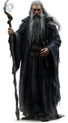 Ancient sorcerer conjures magic enchanted forest fantasy art dark atmosphere eye-level view power and mystery