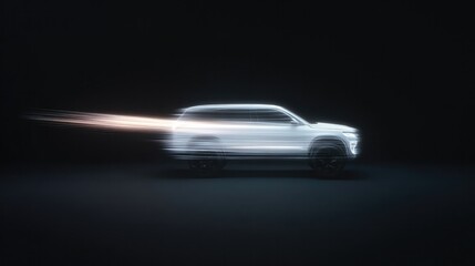 Sleek SUV in motion creates dynamic blur, showcasing speed and m