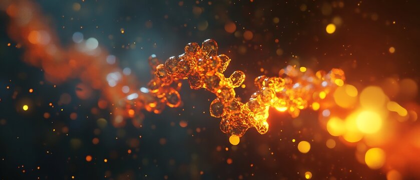 Dynamic 3D artistic rendering of NADH FADH2 roles in energy transfer glowing molecules with sharp and vibrant details cinematic lighting scientifically precise pathways