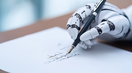 Robotic writing assistants transforming communication in modern offices technology document creation close-up view