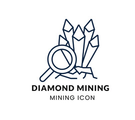 Black Diamond line Icon Set . Vector Illustration