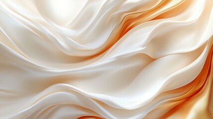 Obraz premium Abstract background of flowing beige and gold silk fabric with smooth waves and elegant folds.