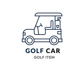 Golf Car line Icon Set . Vector Illustration
