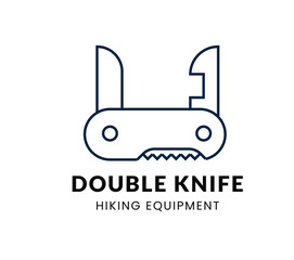 Double Knife line Icon Set .  Vector Illustration
