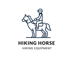  Hiking Horse line Icon Set .    . Vector Illustration