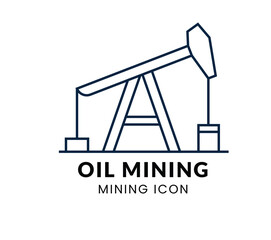 Oil Mining line Icon Set . Vector Illustration