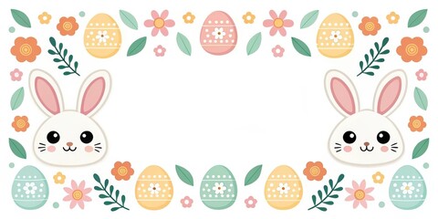 easter decoration with colorful eggs, flower, and bunny decorations