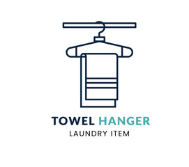 Towel Hanger line Icon Set .  Vector Illustration