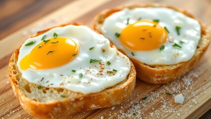  toasted bread topped with fried eggs,