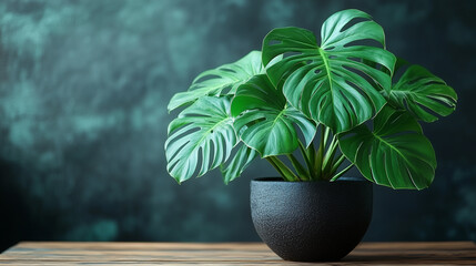 Monstera Plant with Dark Background