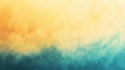 Abstract background with teal and orange smoky clouds.