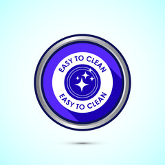 Easy cleaning icon design illustration. Clean surface icon sign symbol, Blue color shadow button design
