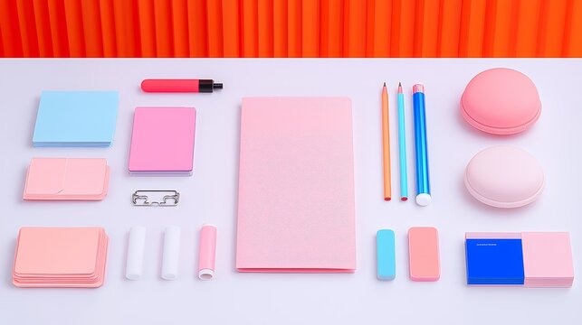 Creative workspace organization tips home office visual guide bright colors overhead view productivity boost