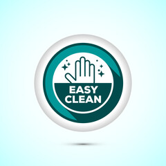 Easy cleaning icon design illustration. Clean surface icon sign symbol, Teal color shadow button design
