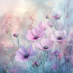 Light and deep pink cosmos create a summery backdrop.
