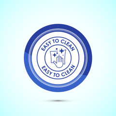 Easy cleaning icon design illustration. Clean surface icon sign symbol, Blue color button design