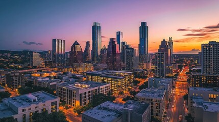 Austin Skyline at Dusk, A Captivating Panorama of Texas's Capital City