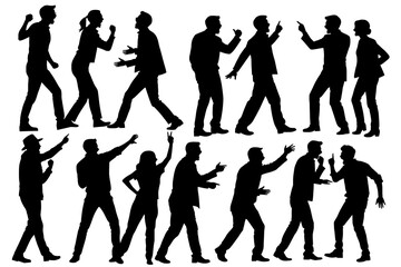 shadow shilloute People  are showing quarrel gesture Yelling at each other