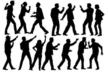 shadow shilloute People  are showing quarrel gesture Yelling at each other
