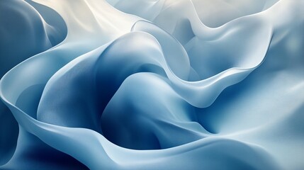 Fototapeta premium Abstract blue and white flowing fabric texture.