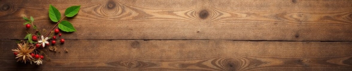 Fototapeta premium Distressed brown wood table, natural imperfections, aged finish , background, table, wood table