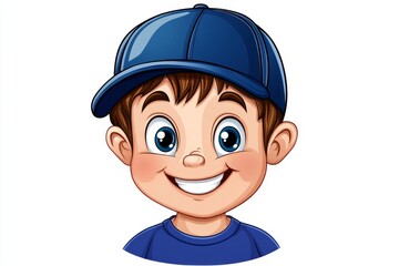 a 2D cartoon illustration of a man wearing a baseball cap and a T-shirt, casual and sporty, white background