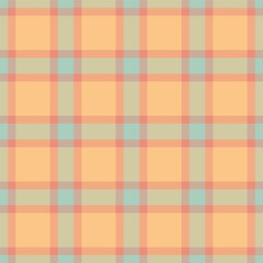 Antique plaid check tartan, cover textile seamless fabric. Decoration pattern texture background vector in orange and light colors.