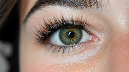 Obraz premium A woman with green eyes and long lashes. generated using AI