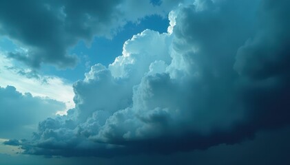 Towering cumulus clouds unleashing heavy rain , moody, atmospheric