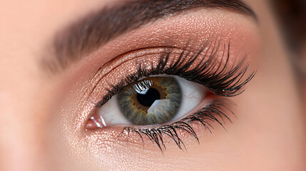 Obraz premium A woman's eye with a dark brown eyelash. generated using AI