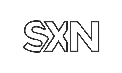SXN logo design template with strong and modern bold text. Initial based vector logotype featuring simple and minimal typography. Trendy company identity.