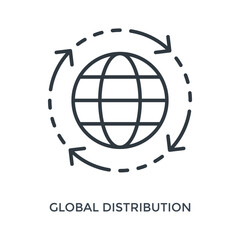 Global Distribution Icon Lineal Style. Vector Illustration For Graphic Design