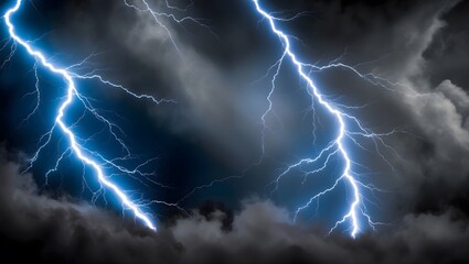 Lightning Strikes Illuminate Dark Storm Clouds During a Dramatic Evening Storm in Rural Area