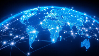 Fototapeta premium Digital Global Network – Futuristic Connectivity, Data, and Technology Concept