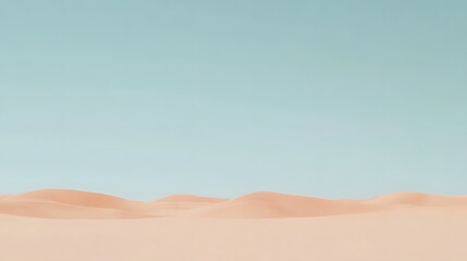 Expansive Desert Landscape with Soft Sand Dunes Under a Clear Blue Sky