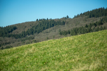 Rolling Hills and Green Fields Under a Clear Sky. A stunning countryside landscape featuring...