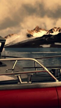 resque boat in cold northern sea
