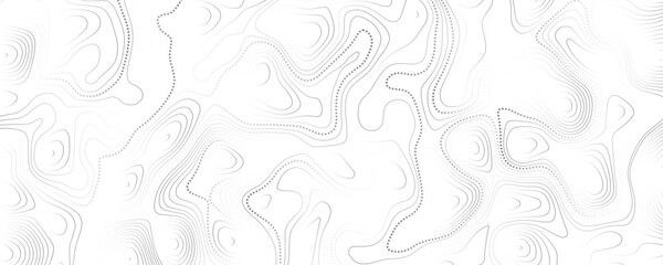 Abstract background wavy topographic line contour geography map. Seamless pattern and banner design. Modern and dynamic feel to topographic mapping vector illustration.	