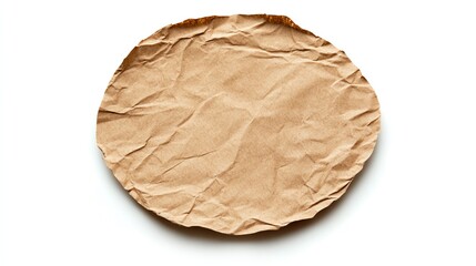 Brown round paper sticker label with rough edges, highresolution, isolated on white, perfect for rustic packaging, handmade product labels, and creative design