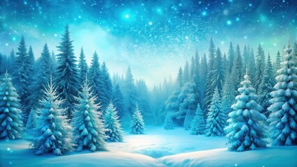 Naklejka premium Enchanted Winter Forest Serene Snow-Covered Pine Trees Under a Sparkling Night Sky
