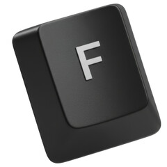 Letter F, Black Keyboard Typing Key, isolated transparent png
