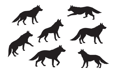 set of silhouettes of horses