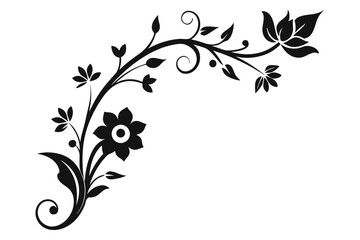 Elegant black floral corner ornament silhouettes, perfect for creative and decorative vector designs.