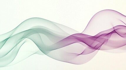 Fototapeta premium Abstract flowing teal and purple waves on white background.